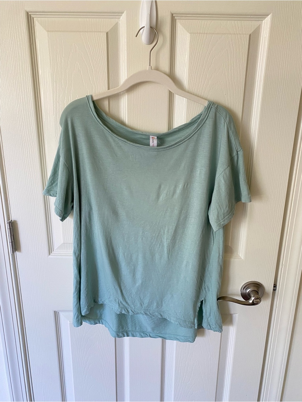 Seafoam Green Short Sleeve Women's Top with Cutout